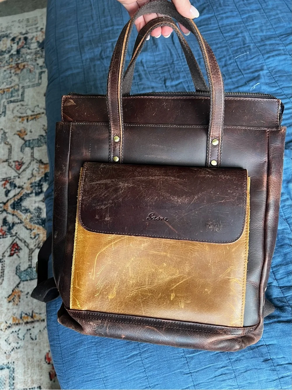Genuine Leather Backpack 14” Laptop Holder